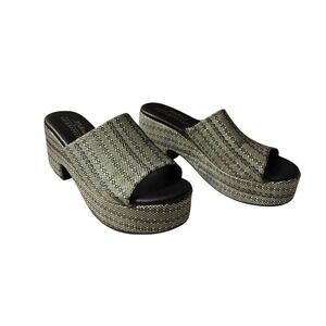 Anthropologie Matisse Terry Sandal Sz 10 Tan Black Platform Chunky